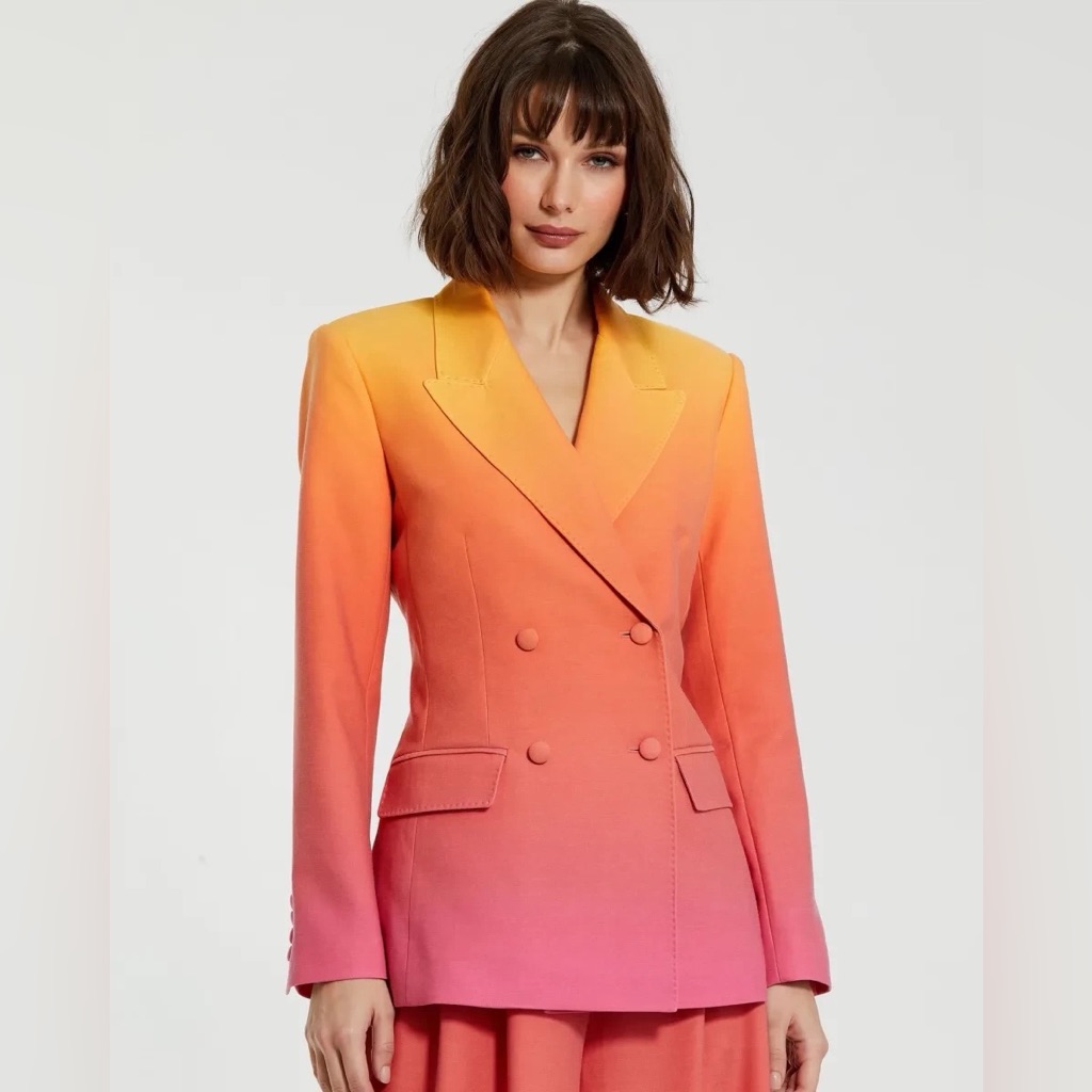 Mac Duggal Women's Double Breasted Crepe Ombre Blazer
